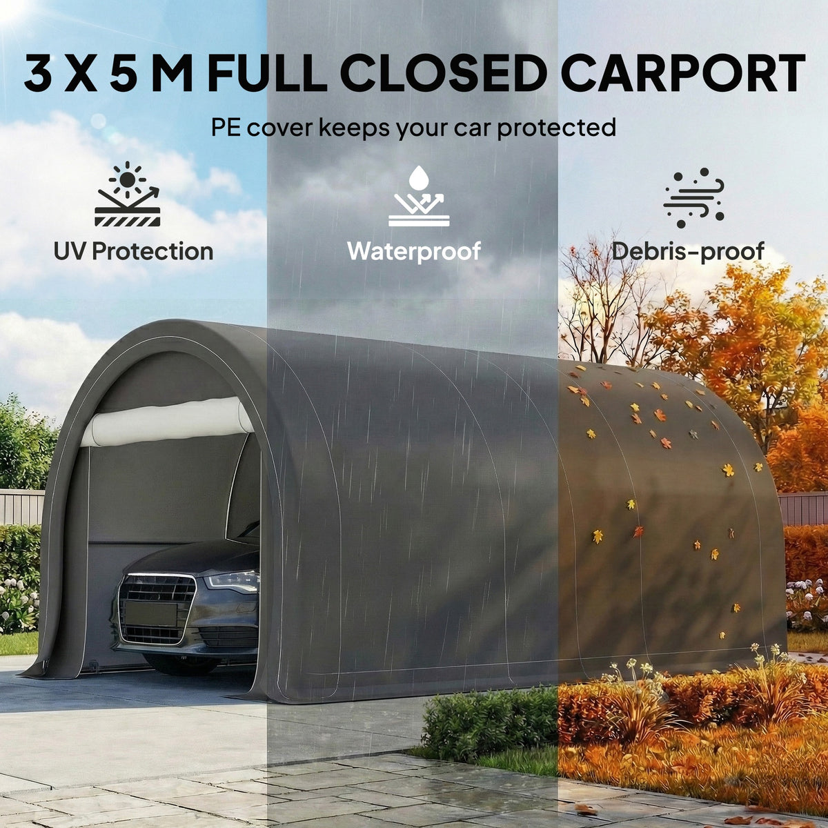 Auvent portable 10 x 16 pi avec porte zippée