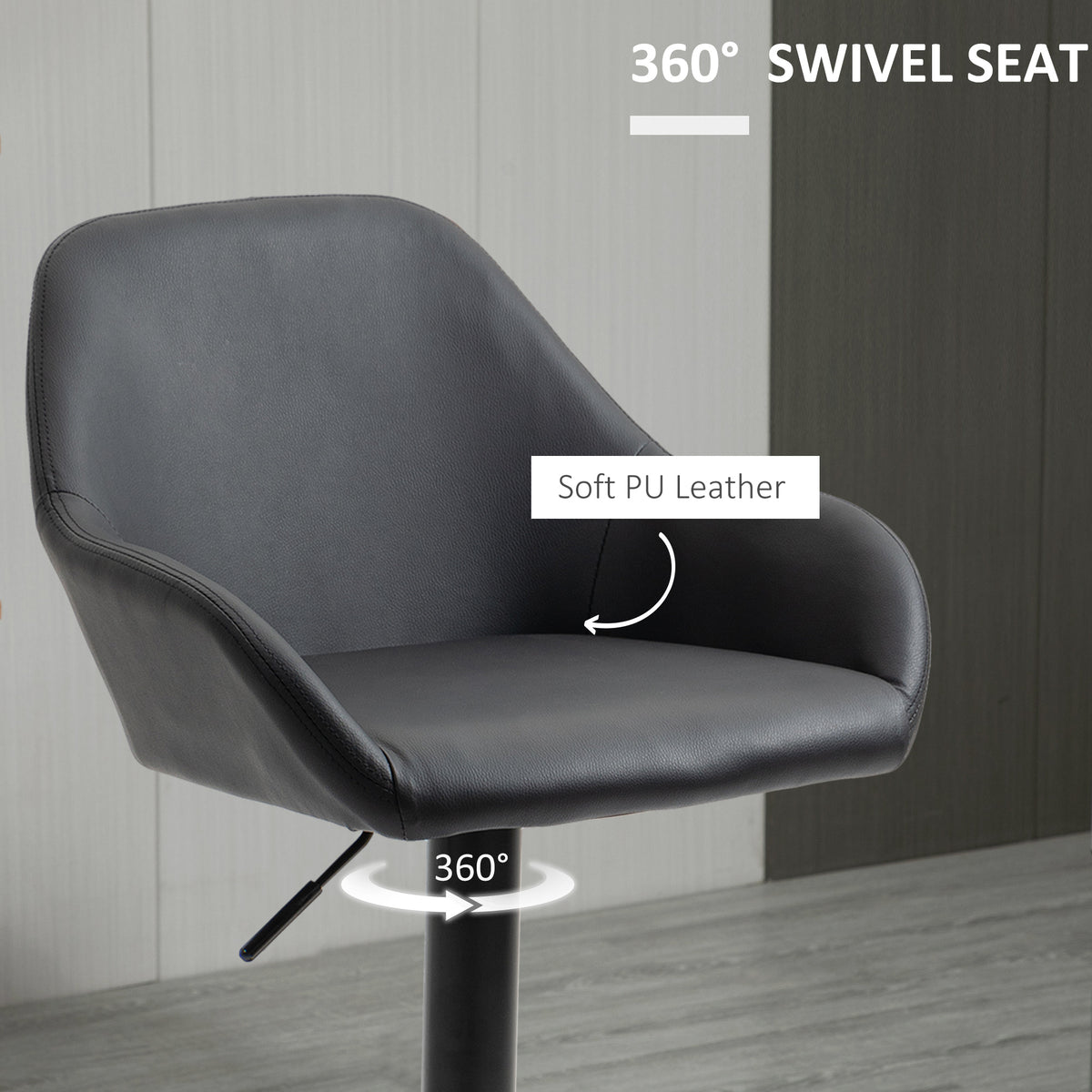 Ensemble 2 tabourets de bar ajustables — cuir PU