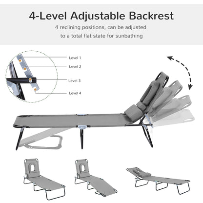 Chaise longue pliante avec trou visage ajustable
