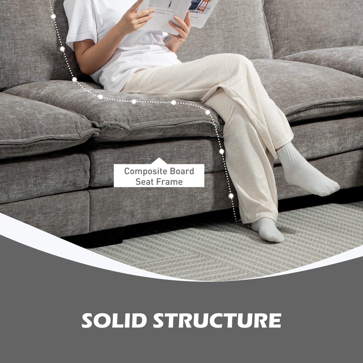 Canapé sectionnel chenille 120,5 po avec méridienne