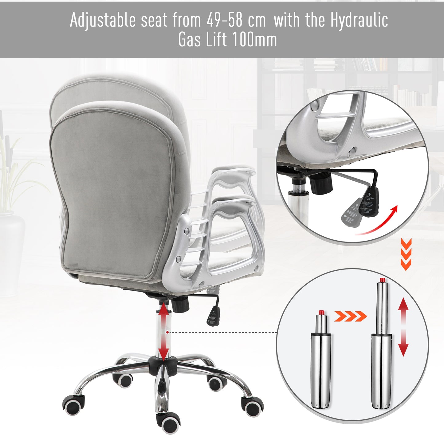 Chaise de bureau capitonnée cuir synthétique cristaux décoratifs