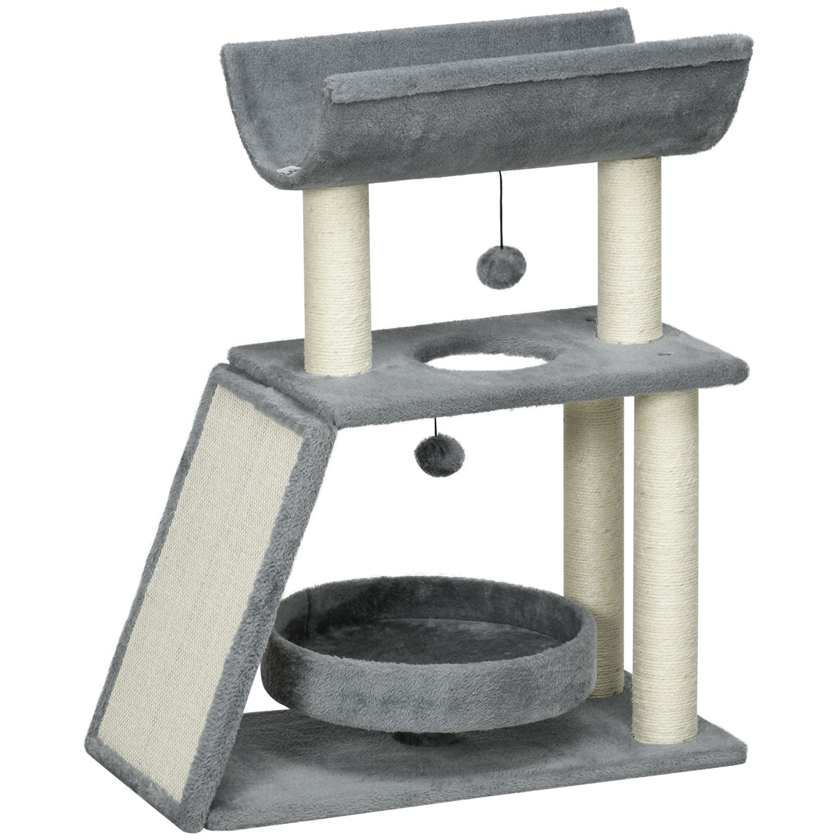 Arbre à chat compact avec perchoir et jouets
