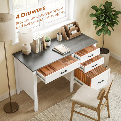 Bureau de travail style fermette avec tiroirs et classeur