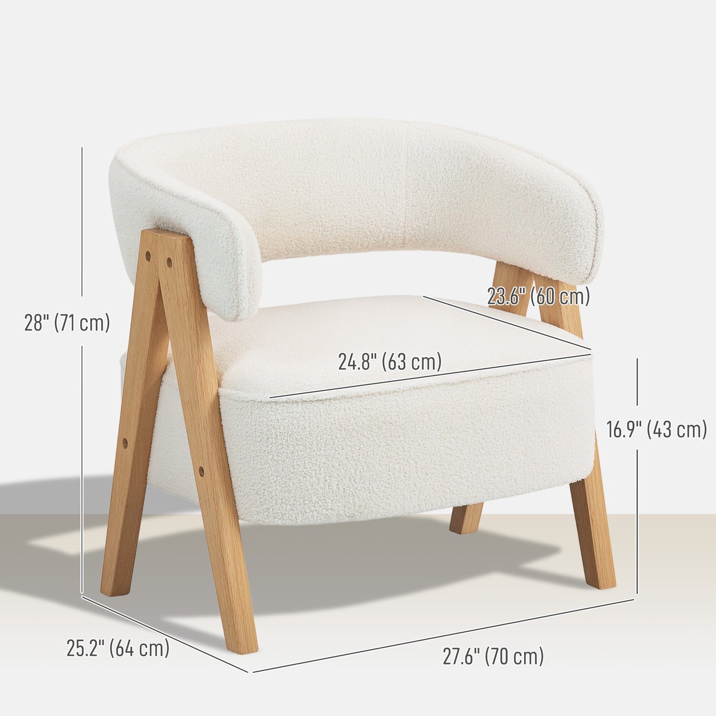 Fauteuil accent sherpa fleece pieds bois nordique