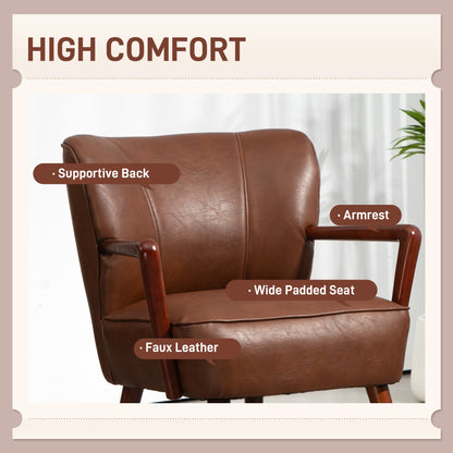 Fauteuil d'appoint moderne en similicuir avec pattes en bois