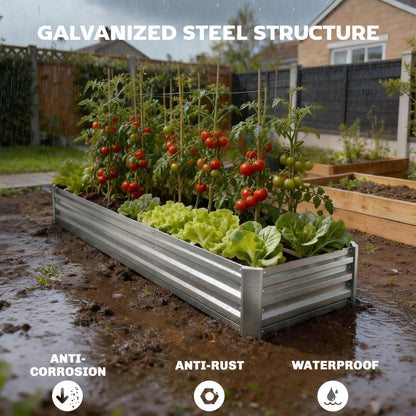 Bac surélevé galvanisé 8'x2'x1' pour jardin