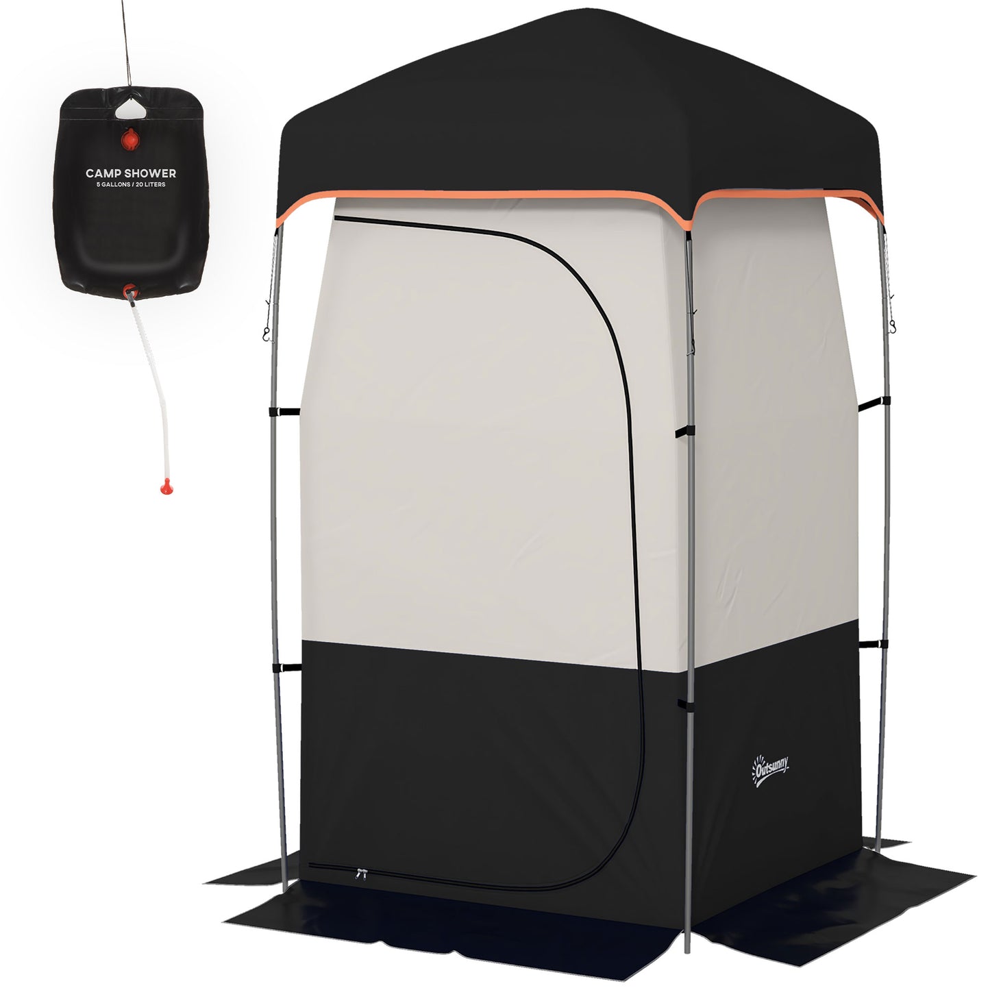 Tente de douche camping avec sac solaire portable