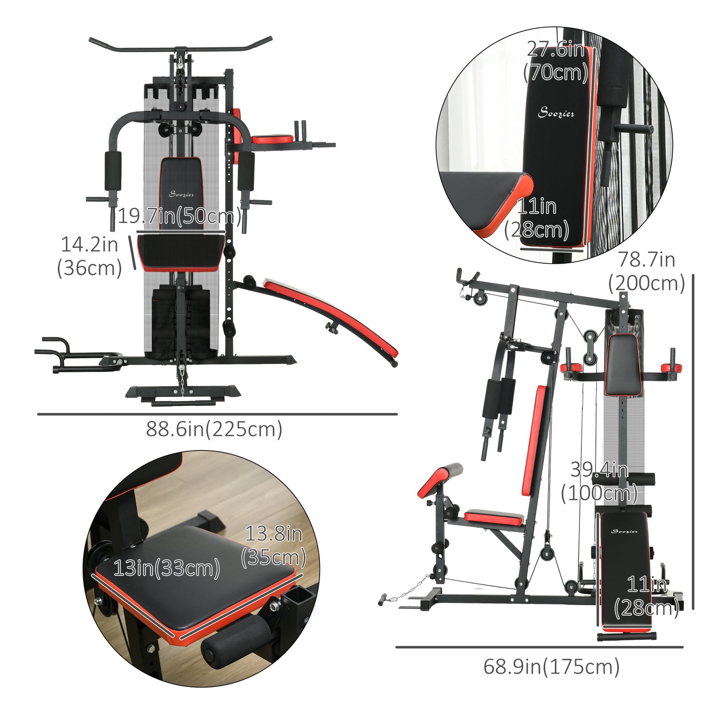Station d'entraînement multifonction avec poids 65 kg