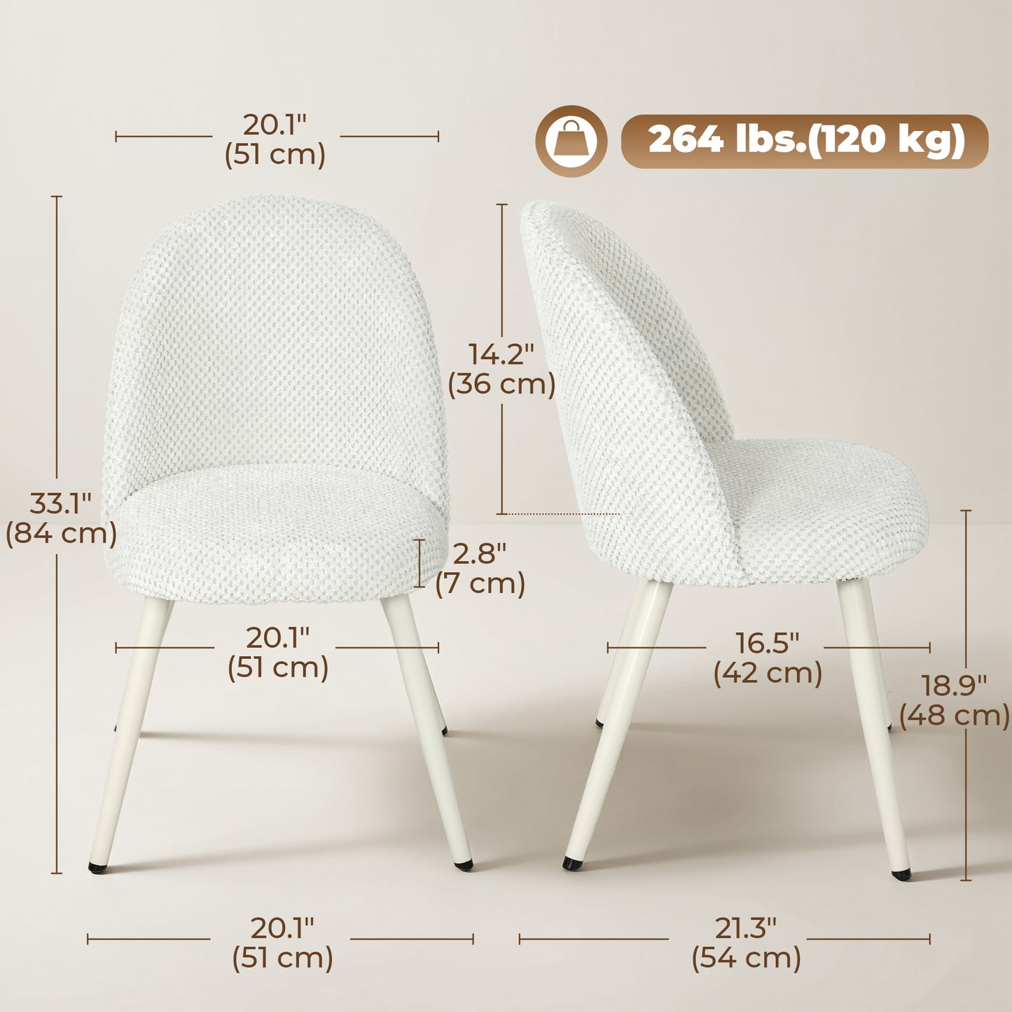 Chaises de salle à manger velours rembourrées — lot de 2