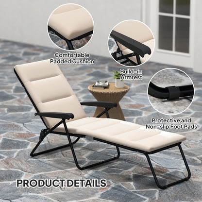 Chaise longue pliante à dossier réglable 6 positions