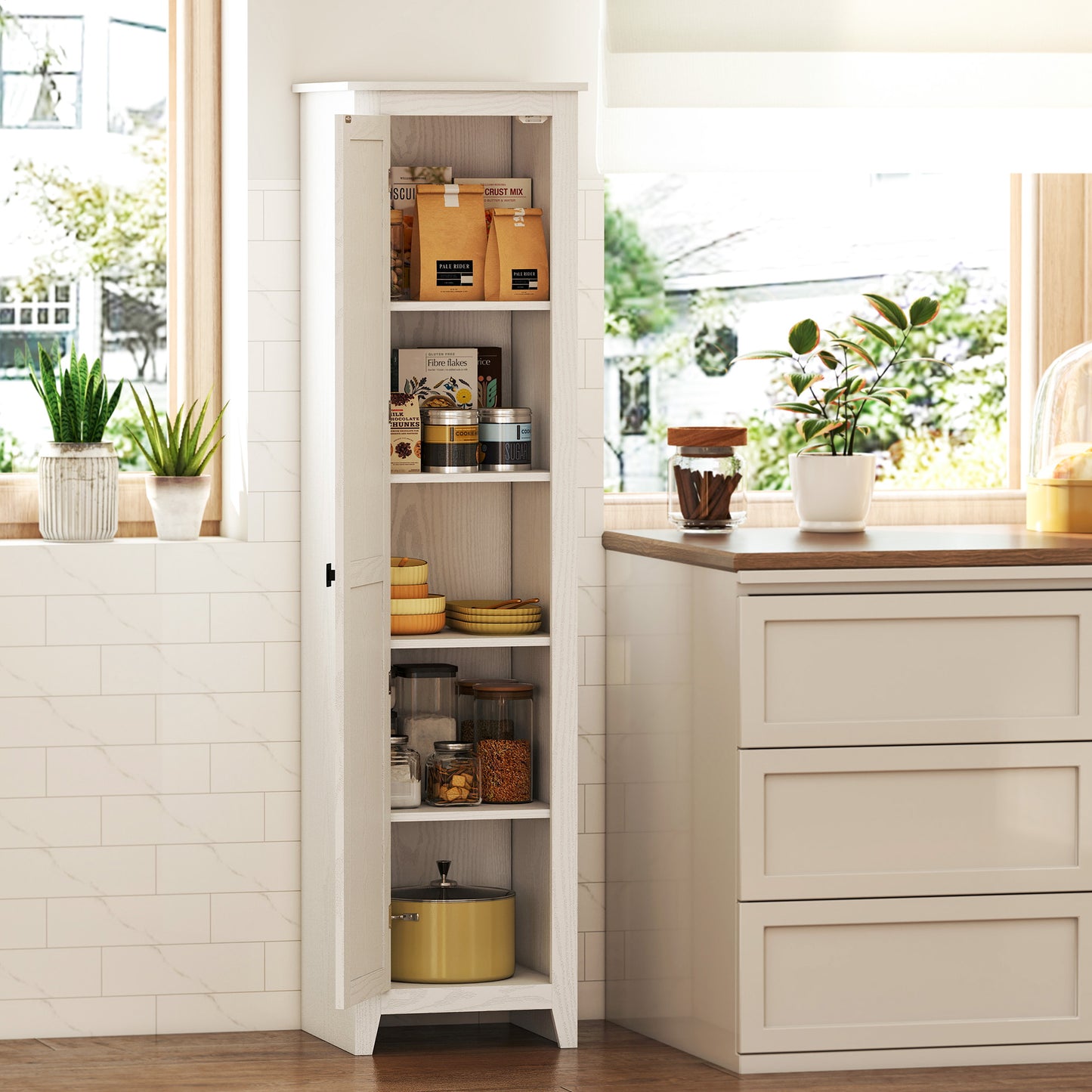 Armoire garde-manger cuisine 5 tablettes porte de grange 170cm