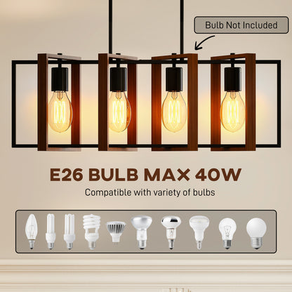 Luminaire suspendu linéaire farmhouse 4 cadres rotatifs