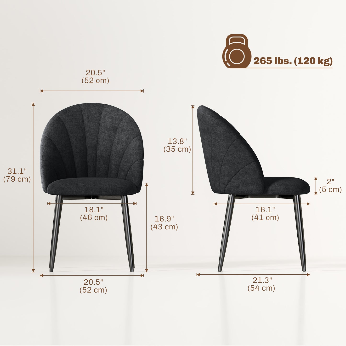 Chaises de salle à manger rembourrées ensemble de 4