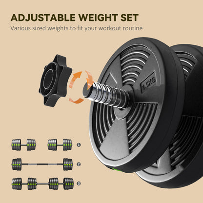 Ensemble haltères et barre 2-en-1 ajustable 30 kg