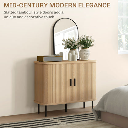 Buffet bahut nordique portes lamelles pieds métalliques