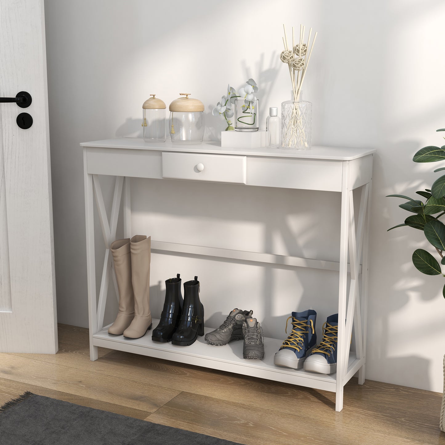 Console d'entrée design X avec tiroir 99 cm