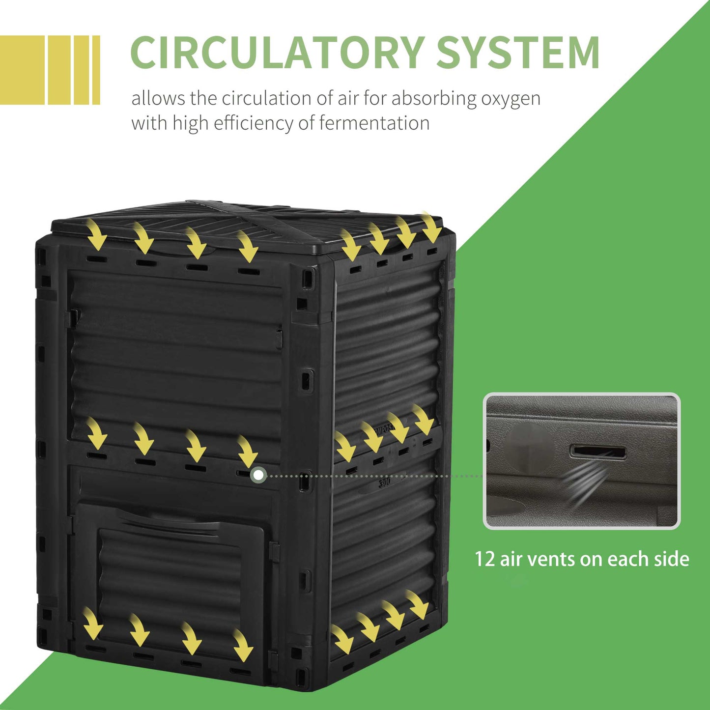 Bac à compost extérieur grande capacité 302 L