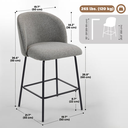Ensemble 2 Chaises Bar Hauteur Comptoir Dossier