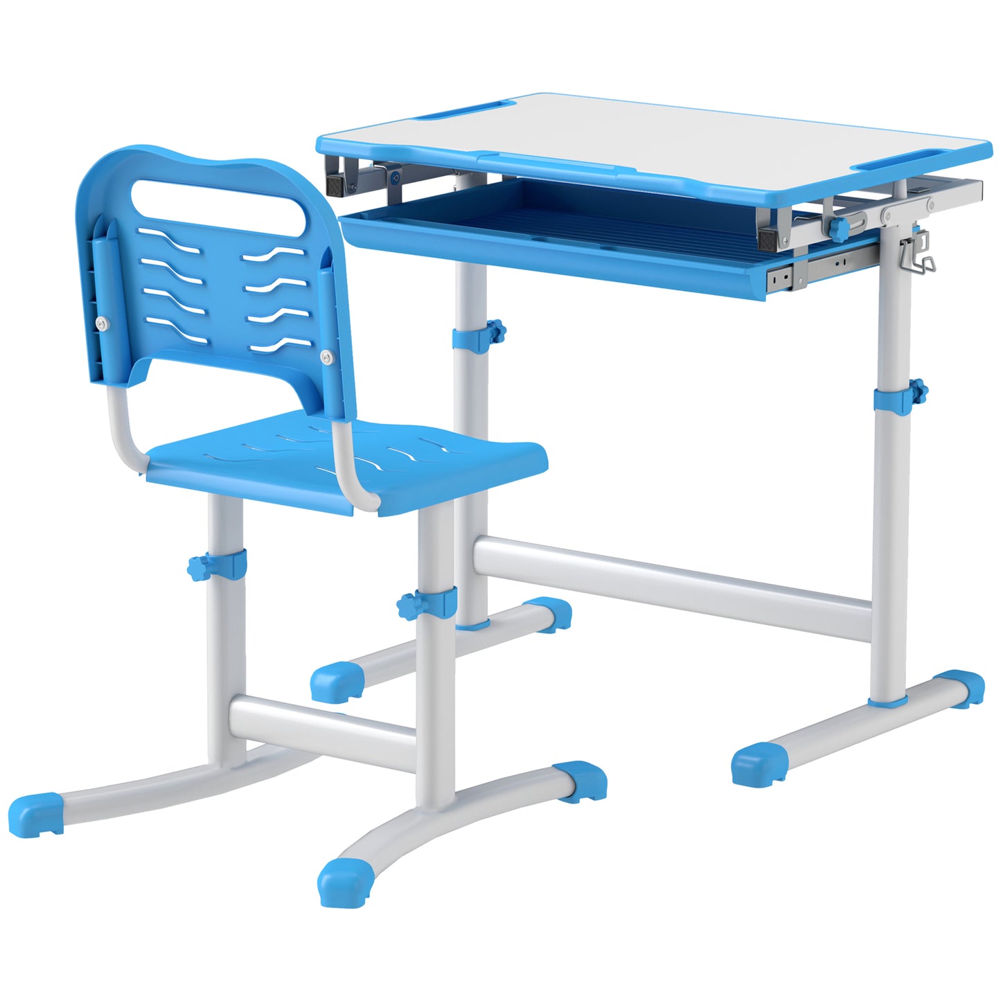 Bureau d'étude ajustable avec chaise et tiroir enfant