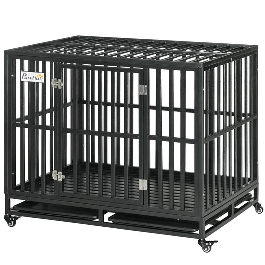 Cage pour chien en acier robuste 104 cm avec roulettes