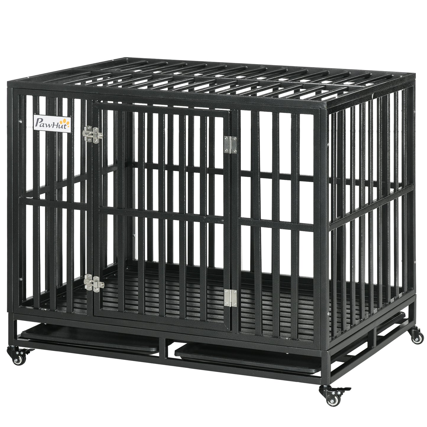 Cage pour chien en acier robuste 104 cm avec roulettes