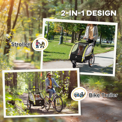 Remorque vélo double 2-en-1 avec poussette pour enfants