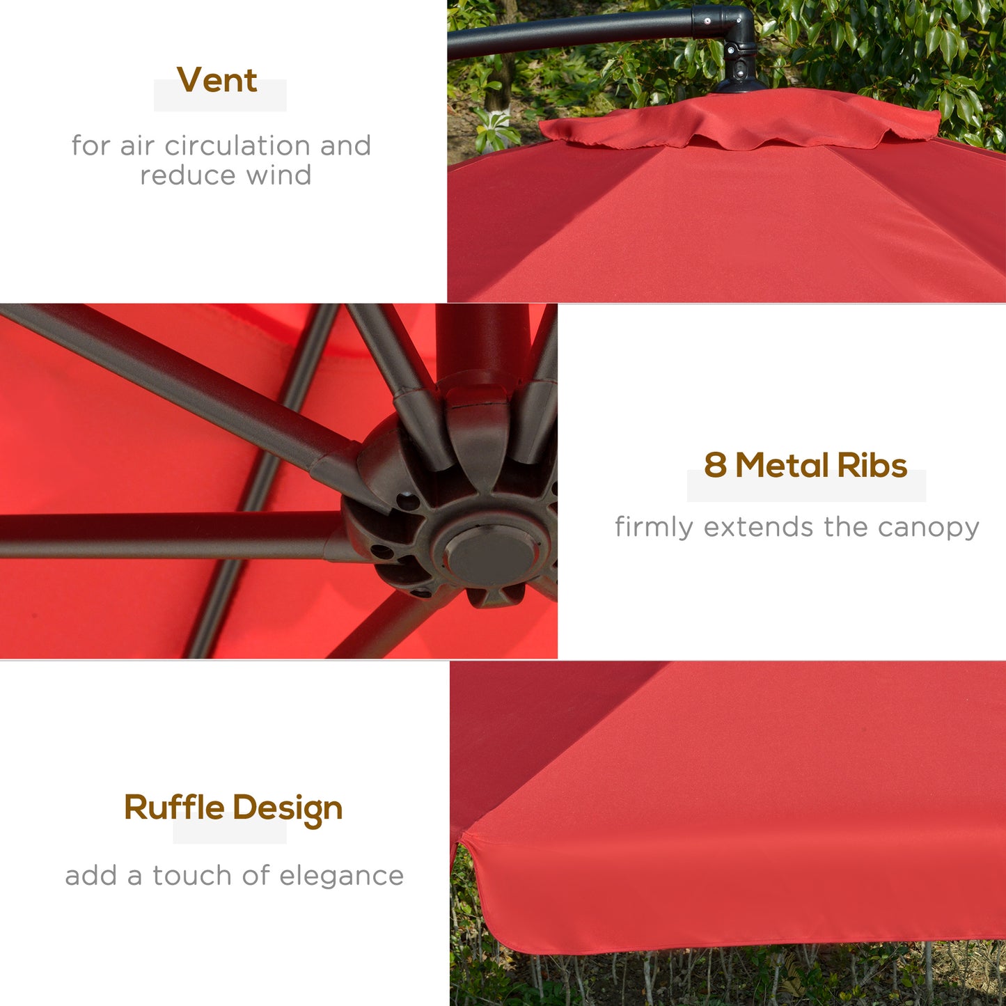 Parasol déporté inclinable avec base croisée 335 cm