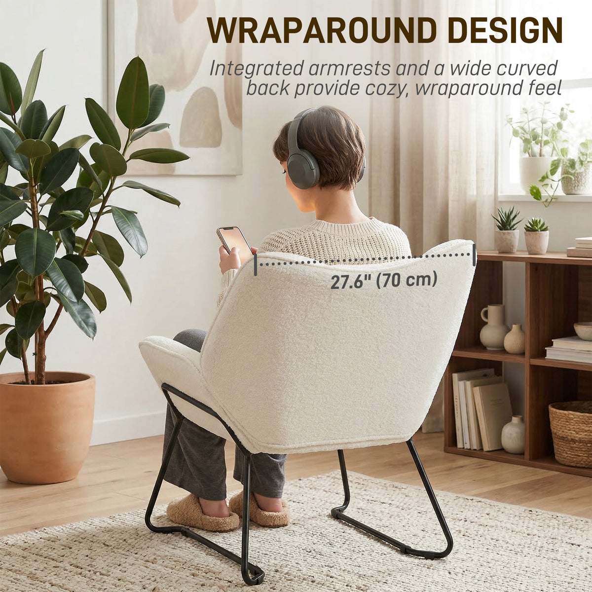 Fauteuil d'appoint Sherpa polaire dossier large