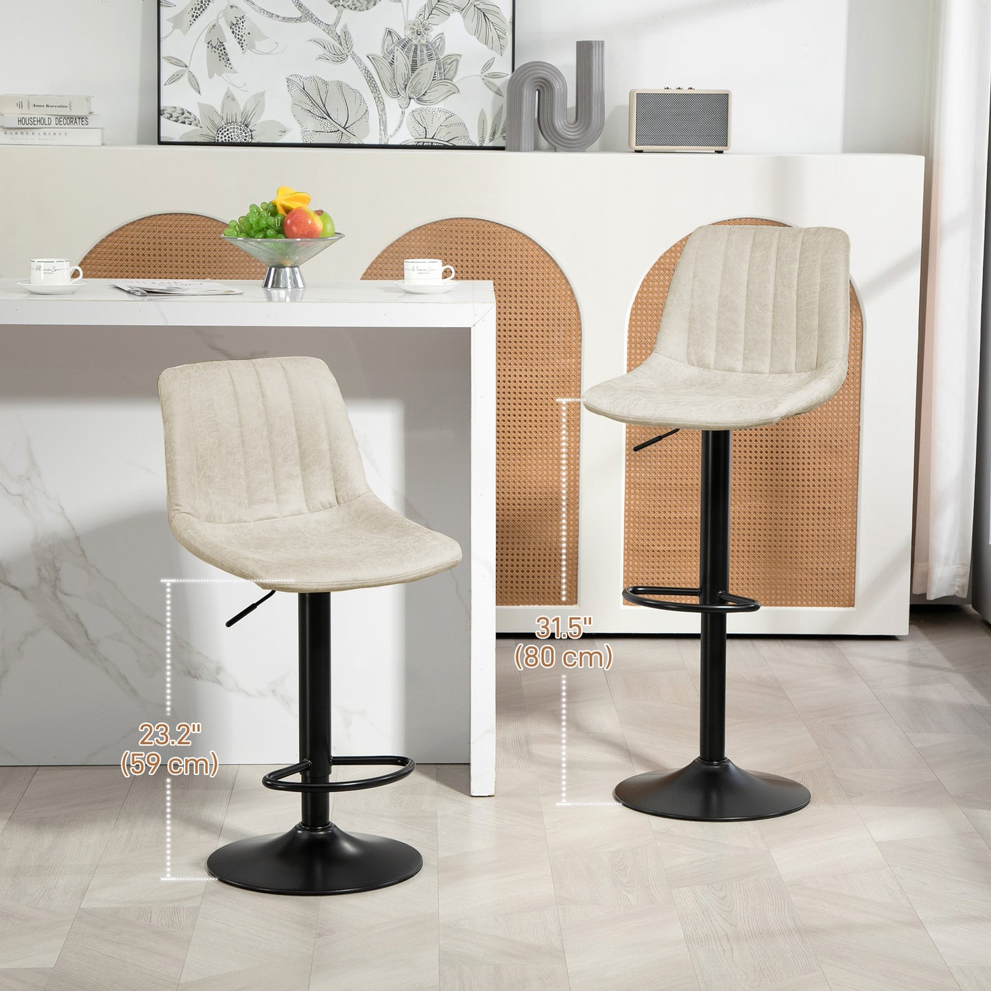 Tabourets de bar hauteur comptoir ajustables pivotants ensemble 2