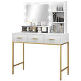 Coiffeuse illuminée avec miroir LED et 3 tiroirs