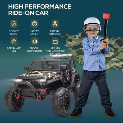 Voiture de police électrique 12V enfant tout-terrain