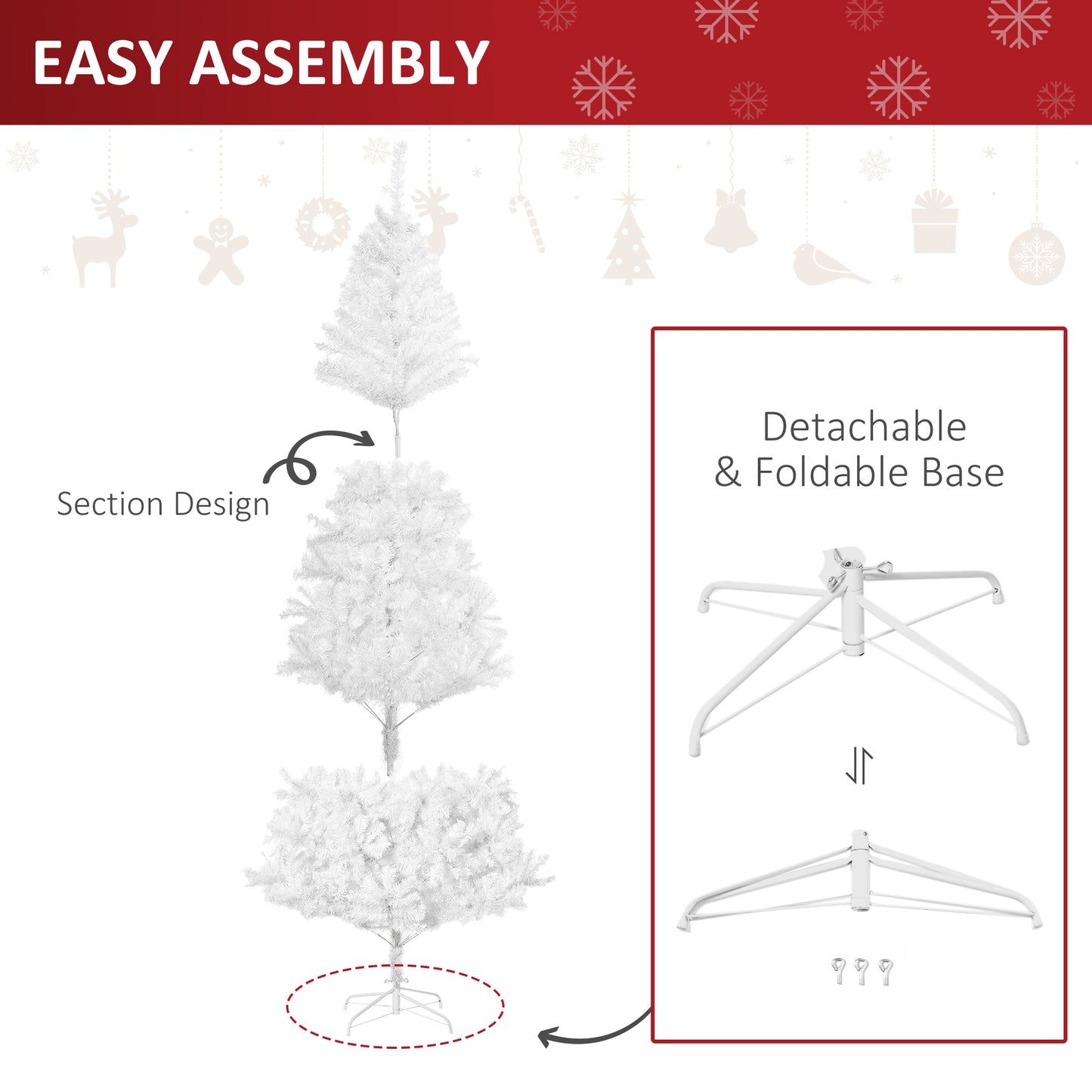 Sapin de Noël artificiel 1230 branches avec pied métallique
