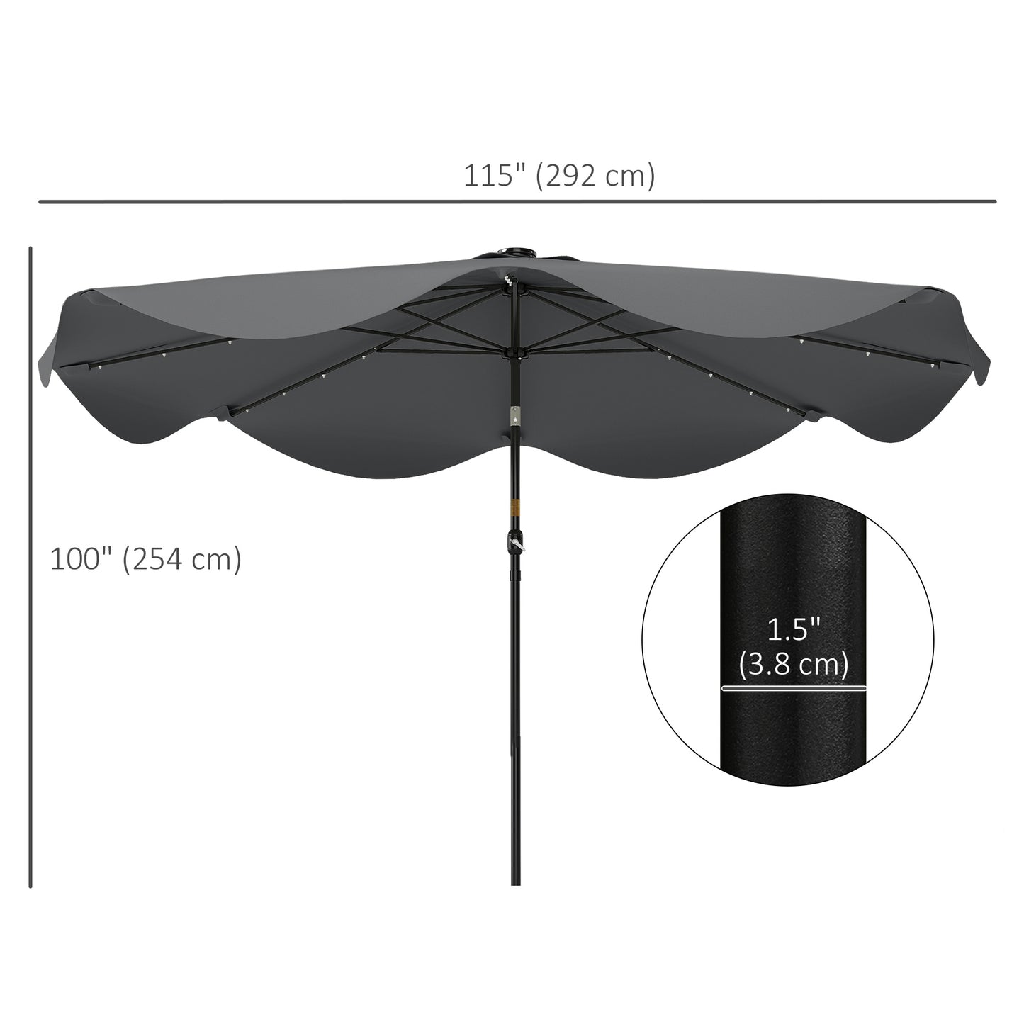 Parasol de patio solaire LED inclinable 10 x 10 pi