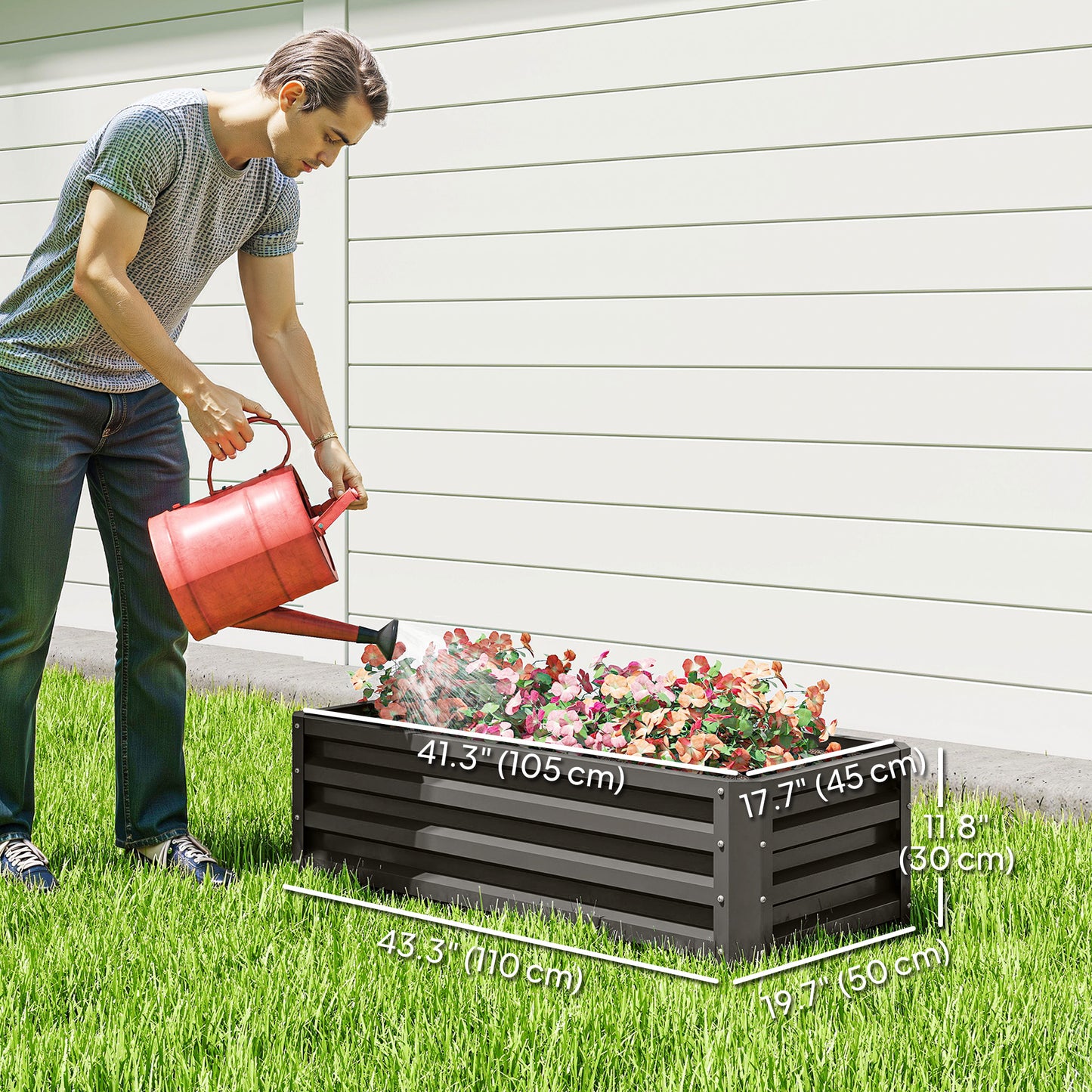 Bacs de jardinage surélevés galvanisés ensemble de 2
