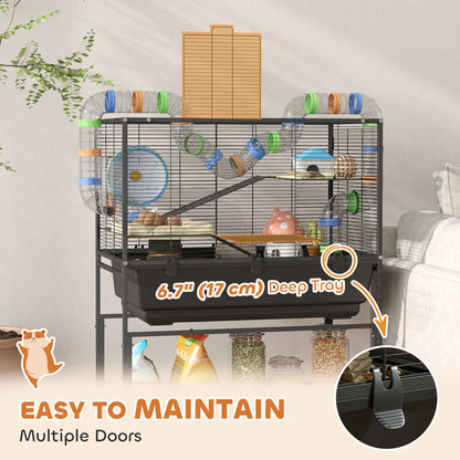 Cage pour hamster roulante à 3 niveaux