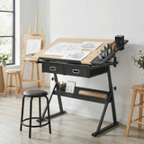 Table à dessin ajustable avec tabouret et rangements