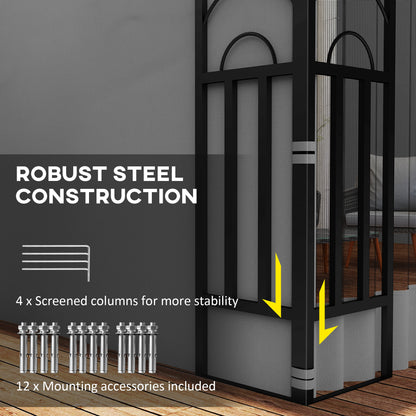 Pergola murale en acier 3 x 3 m avec rideaux