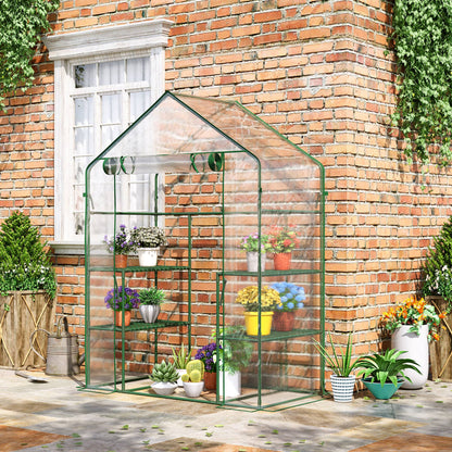 Serre de jardin walk-in 4 tablettes porte à rouleau