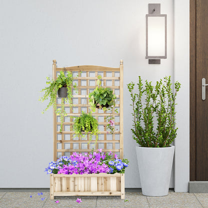 Jardinière surélevée avec treillis bois naturel