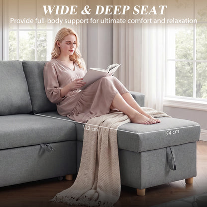 Canapé-lit 83 po convertible chaise réversible rangement