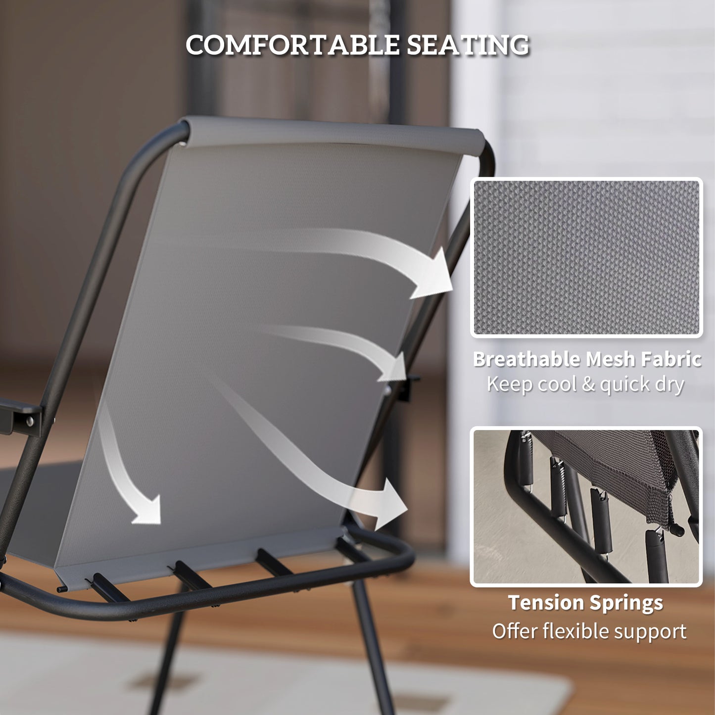 Ensemble repas extérieur 6 pièces avec parasol et table en verre