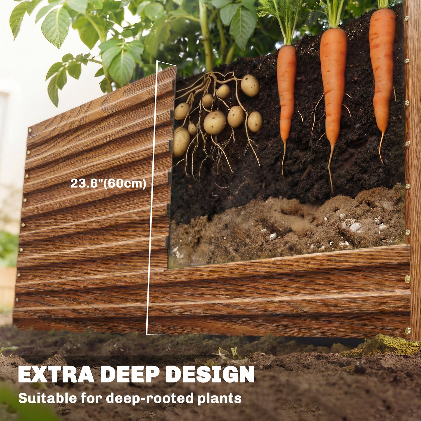 Bac jardinage surélevé galvanisé extra profond 152x91x60cm