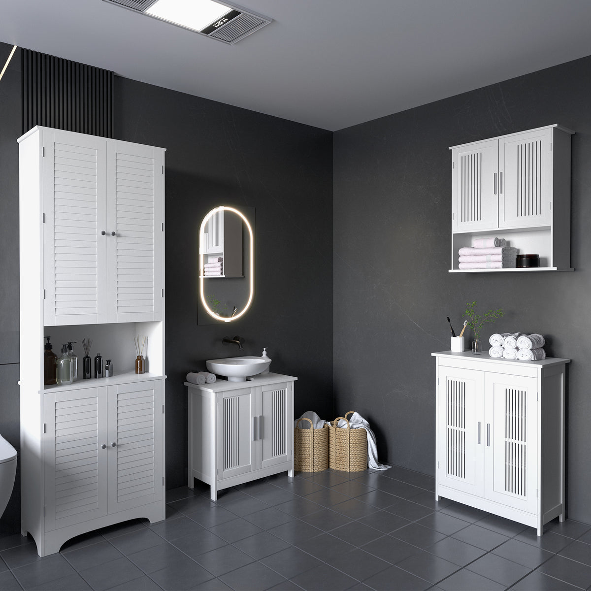 Meuble de rangement haut étroit pour salle de bains