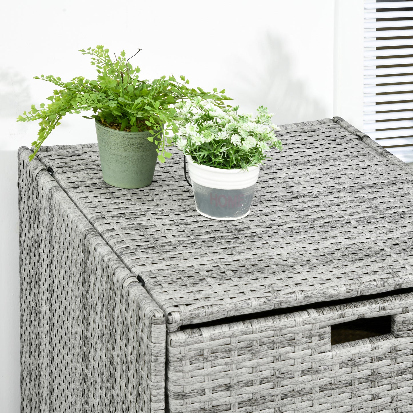 Armoire rangement patio rotin avec tiroir porte-serviettes