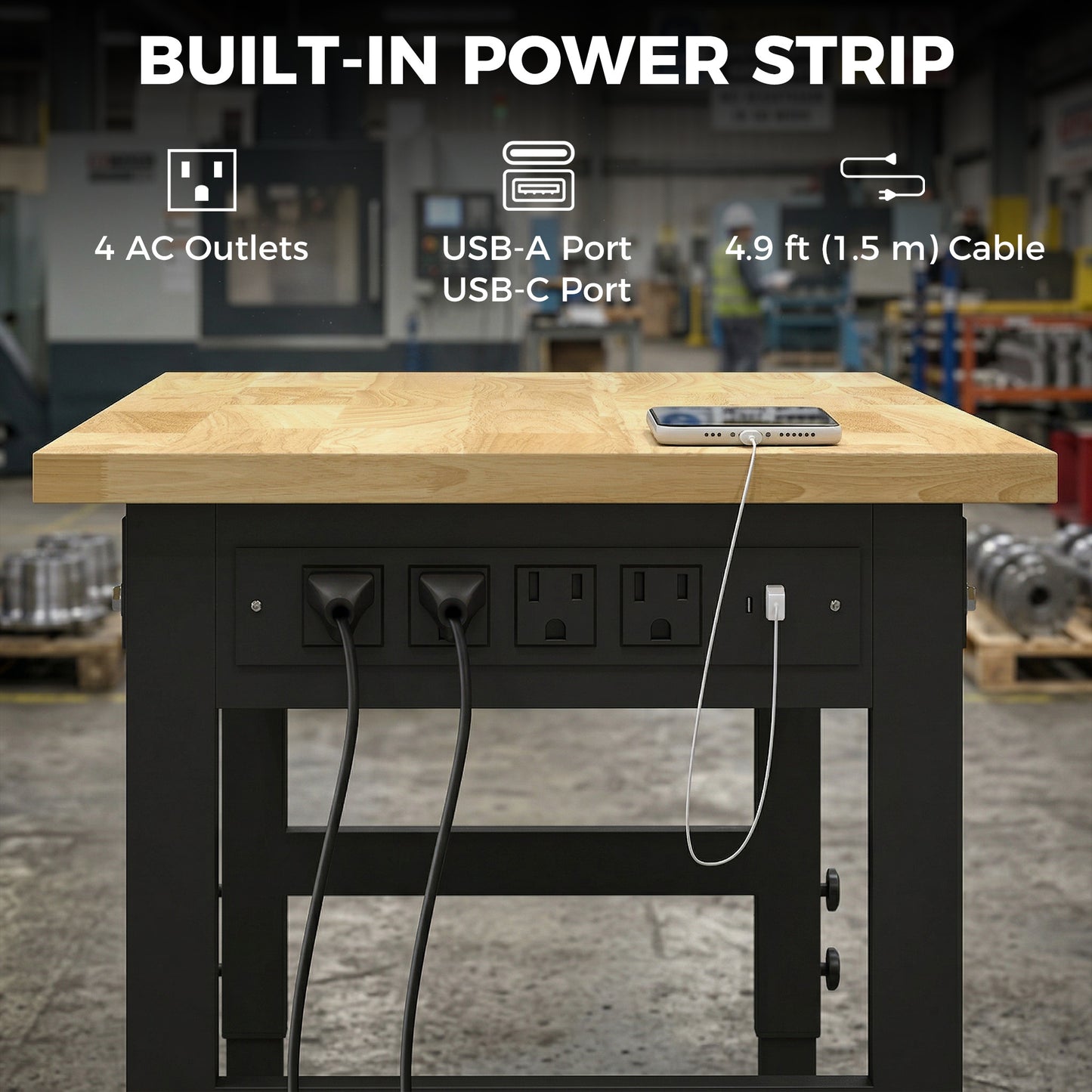 Établi réglable robuste 152 cm — capacité 907 kg