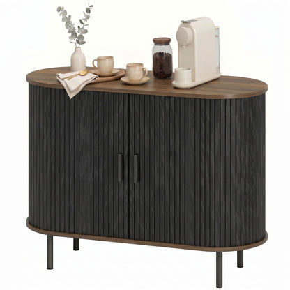 Buffet bas portes tambour coulissantes rangement ajustable
