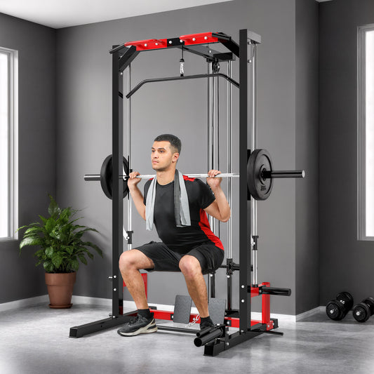 Cage à squat multi-exercices avec barre de traction acier