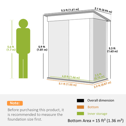 Remise de rangement acier lean-to ajustable 152x91x183cm