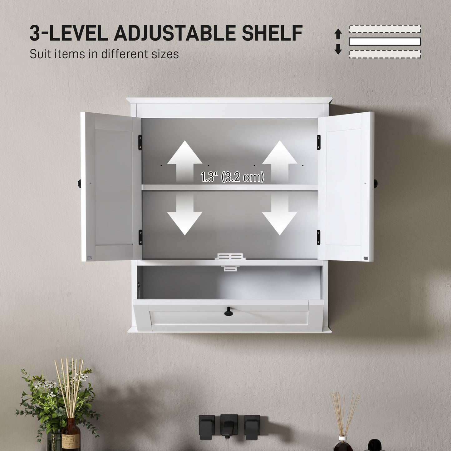 Armoire murale salle de bain à tablette ajustable