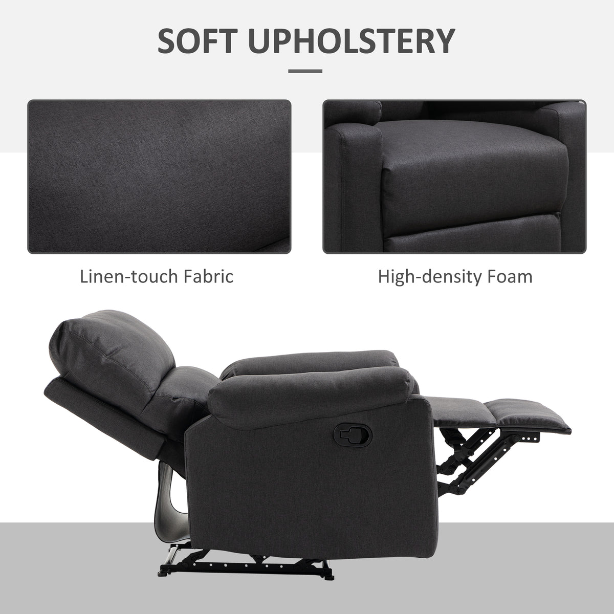 Fauteuil inclinable manuel avec repose-pieds en lin